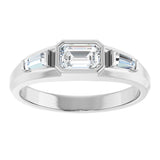 Platinum Emerald Lab-Grown Diamond Three-Stone Band - 7/8-1 1/2 CTW - view 3