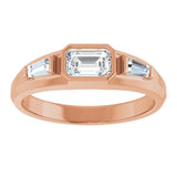 14K Gold Emerald Natural Diamond Three-Stone Band - 7/8 CTW - Rose Gold - view 3
