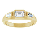 14K Gold Emerald Lab-Grown Diamond Three-Stone Band - 7/8-1 1/2 CTW - Yellow Gold - view 3