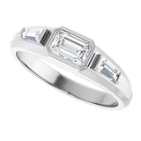 Platinum Emerald Natural Diamond Three-Stone Band - 7/8 CTW - view 5