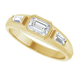 14K Gold Emerald Natural Diamond Three-Stone Band - 7/8 CTW - Yellow Gold - view 5