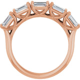 14K Gold Emerald Lab-Grown Diamond Five-Stone Anniversary Band - 1 3/4 CTW (Style 127358) - Rose Gold - view 2