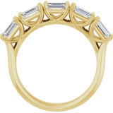 14K Gold Emerald Natural Diamond Five-Stone Anniversary Band - 1 1/4-1 3/4 CTW - Yellow Gold - view 2