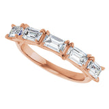 14K Gold Emerald Natural Diamond Five-Stone Anniversary Band - 1 1/4-1 3/4 CTW - Rose Gold - view 5