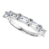 14K Gold Emerald Natural Diamond Five-Stone Anniversary Band - 1 1/4-1 3/4 CTW - White Gold - view 5