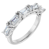 Platinum Emerald Natural Diamond Five-Stone Anniversary Band - 1 1/4-1 3/4 CTW
