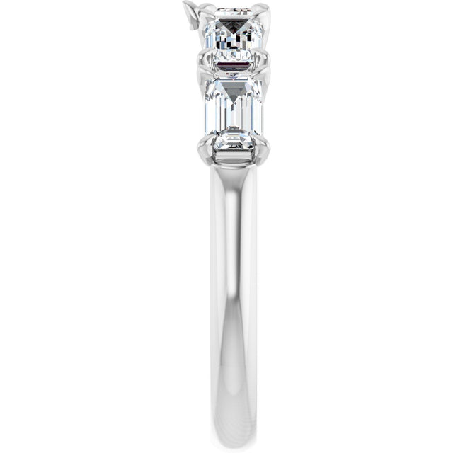 14K Gold Emerald Lab-Grown Diamond Five-Stone Anniversary Band - 1 3/4 CTW (Style 127358) - White Gold - view 4