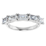 14K Gold Emerald Natural Diamond Five-Stone Anniversary Band - 1 1/4-1 3/4 CTW - White Gold - view 3