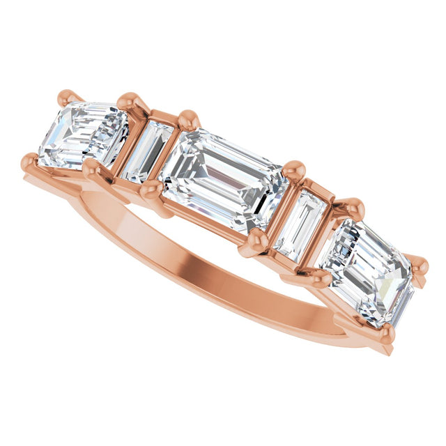 14K Gold Emerald Lab-Grown Diamond Anniversary Band - 9/10-2 1/2 CTW - Rose Gold - view 10