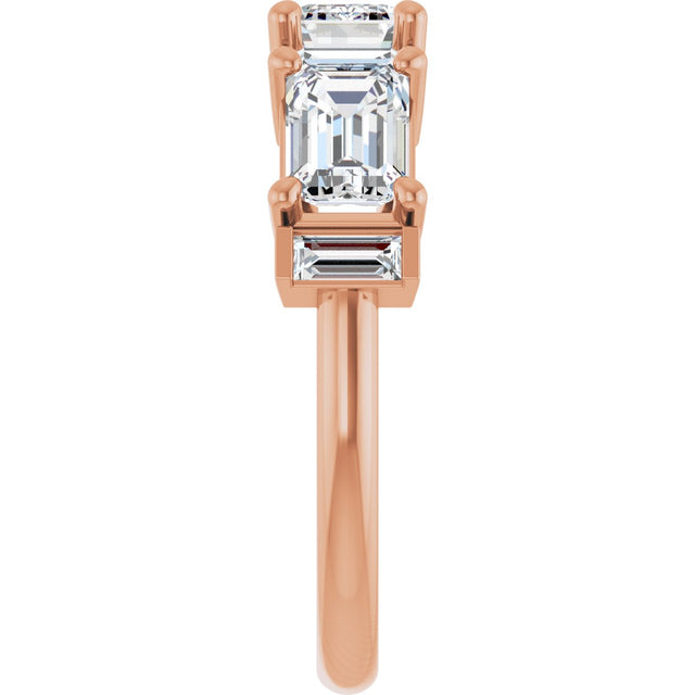 14K Gold Emerald Lab-Grown Diamond Anniversary Band - 9/10-2 1/2 CTW - Rose Gold - view 9