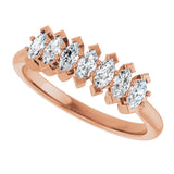 14K Gold Marquise Natural Diamond Seven-Stone Anniversary Band - 4x2mm Stones - Rose Gold - view 5