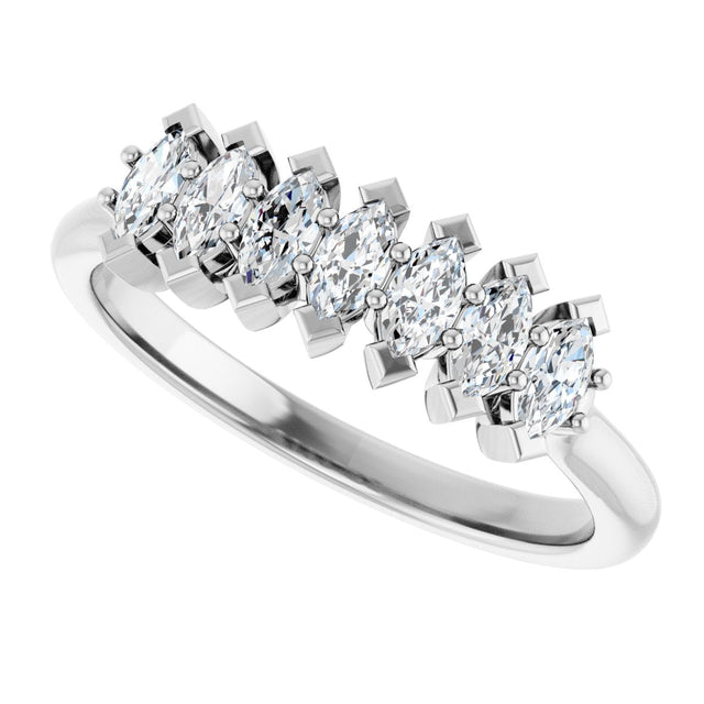 Platinum Marquise Lab-Grown Diamond Seven-Stone Anniversary Band - 4x2mm Stones - view 5