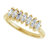 14K Gold Marquise Natural Diamond Seven-Stone Anniversary Band - 4x2mm Stones - Yellow Gold - view 5
