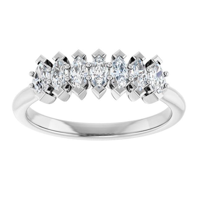 Platinum Marquise Natural Diamond Seven-Stone Anniversary Band - 4x2mm Stones - view 3