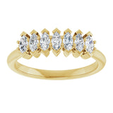 14K Gold Marquise Natural Diamond Seven-Stone Anniversary Band - 4x2mm Stones - Yellow Gold - view 3