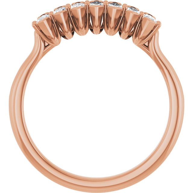 14K Gold Marquise Natural Diamond Seven-Stone Anniversary Band - 4x2mm Stones - Rose Gold - view 2