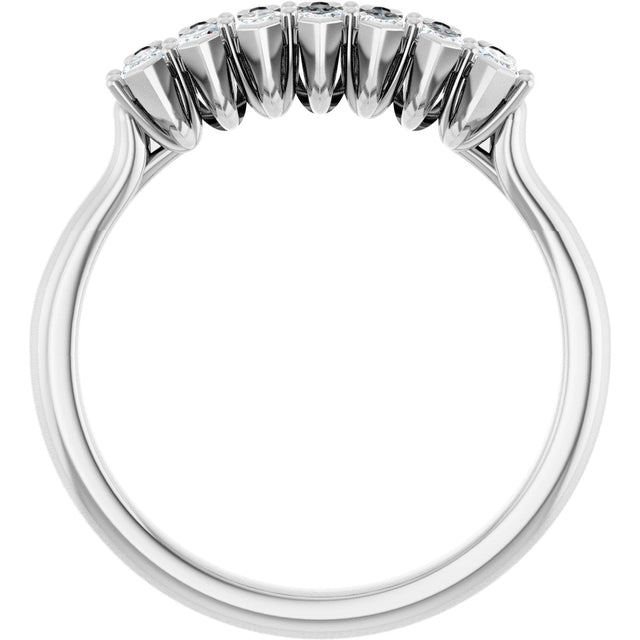 14K Gold Marquise Lab-Grown Diamond Seven-Stone Anniversary Band - 4x2mm Stones - White Gold - view 2