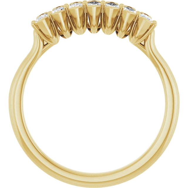 14K Gold Marquise Natural Diamond Seven-Stone Anniversary Band - 4x2mm Stones - Yellow Gold - view 2