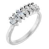 14K Gold Marquise Lab-Grown Diamond Seven-Stone Anniversary Band - 4x2mm Stones - White Gold