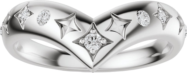 Platinum Round Lab-Grown Diamond Celestial Contour Band - 1/8 CTW - view 3