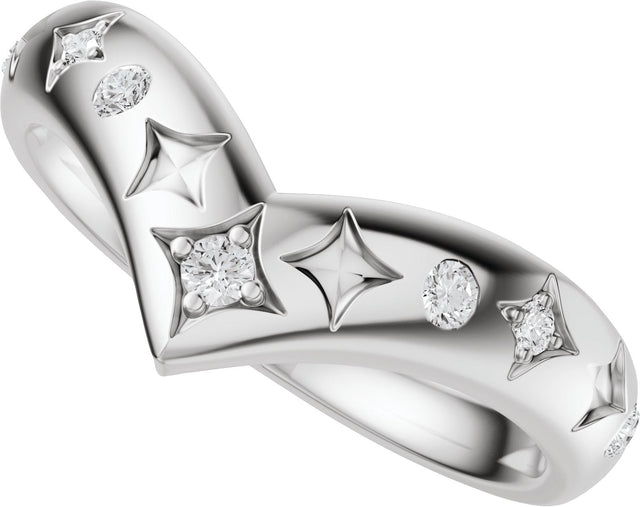 14K Gold Round Lab-Grown Diamond Celestial Contour Band - 1/8 CTW - White Gold - view 5