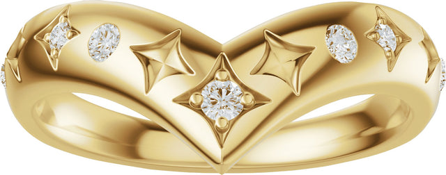 14K Gold Round Lab-Grown Diamond Celestial Contour Band - 1/8 CTW - Yellow Gold - view 3