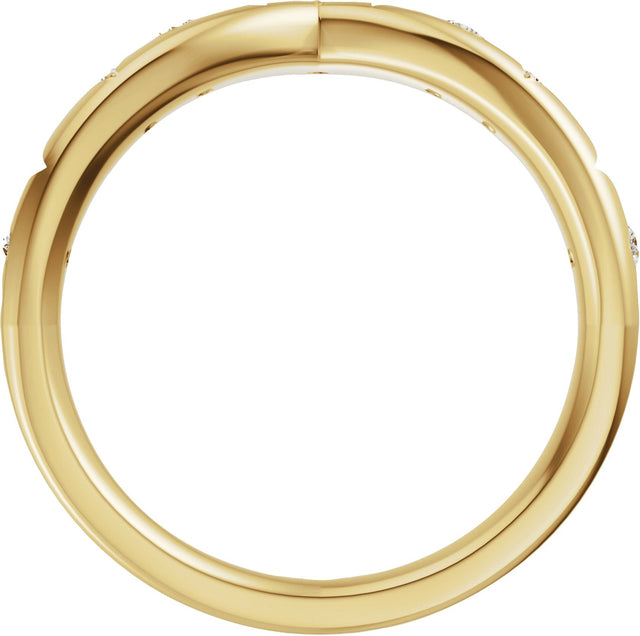 14K Gold Round Lab-Grown Diamond Celestial Contour Band - 1/8 CTW - Yellow Gold - view 2