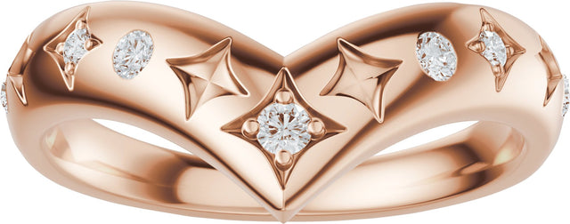 14K Gold Round Lab-Grown Diamond Celestial Contour Band - 1/8 CTW - Rose Gold - view 3