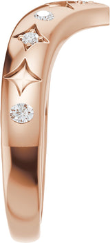 14K Gold Round Lab-Grown Diamond Celestial Contour Band - 1/8 CTW - Rose Gold - view 4