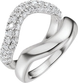 Platinum Round Lab-Grown Diamond Pave'-Style Accented Ring Guard - 1 CTW