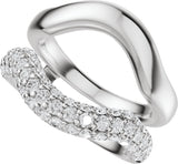 14K Gold Round Natural Diamond Pave'-Style Accented Ring Guard - 1 CTW - White Gold - view 5