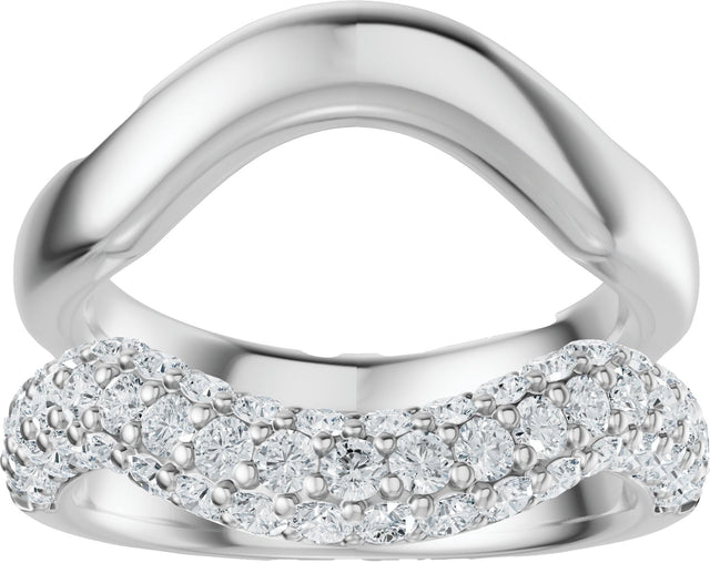 14K Gold Round Lab-Grown Diamond Pave'-Style Accented Ring Guard - 1 CTW - White Gold - view 3