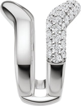 14K Gold Round Natural Diamond Pave'-Style Accented Ring Guard - 1 CTW - White Gold - view 4
