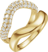 14K Gold Round Lab-Grown Diamond Pave'-Style Accented Ring Guard - 1 CTW - Yellow Gold