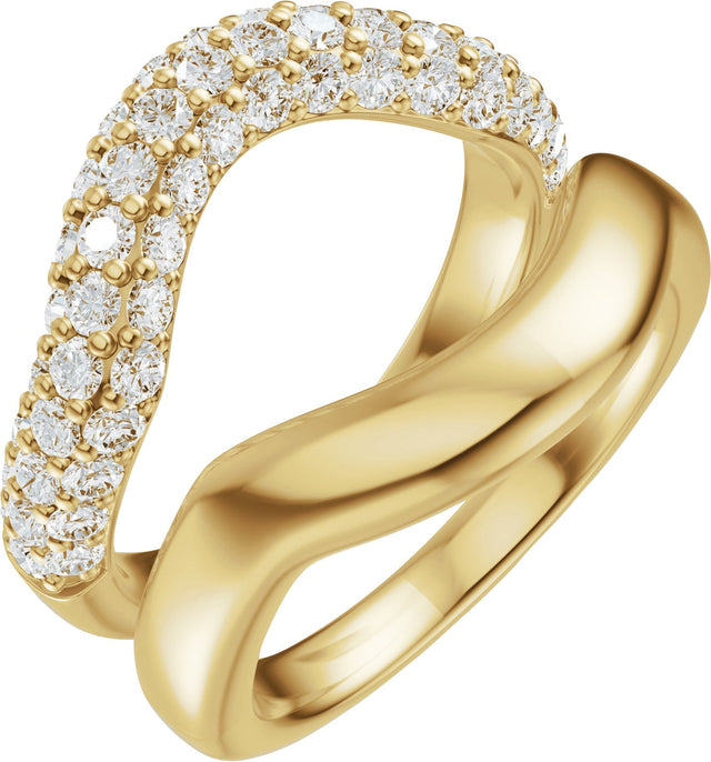 14K Gold Round Lab-Grown Diamond Pave'-Style Accented Ring Guard - 1 CTW - Yellow Gold