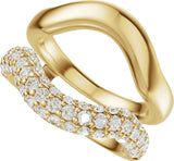 14K Gold Round Lab-Grown Diamond Pave'-Style Accented Ring Guard - 1 CTW - Yellow Gold - view 5