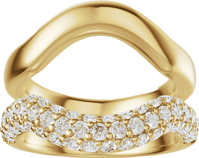 14K Gold Round Natural Diamond Pave'-Style Accented Ring Guard - 1 CTW - Yellow Gold - view 3
