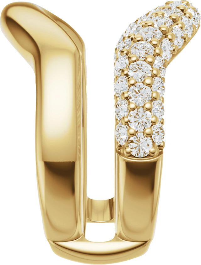 14K Gold Round Natural Diamond Pave'-Style Accented Ring Guard - 1 CTW - Yellow Gold - view 4