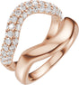 14K Gold Round Natural Diamond Pave'-Style Accented Ring Guard - 1 CTW - Rose Gold