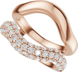 14K Gold Round Natural Diamond Pave'-Style Accented Ring Guard - 1 CTW - Rose Gold - view 5