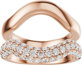 14K Gold Round Natural Diamond Pave'-Style Accented Ring Guard - 1 CTW - Rose Gold - view 3