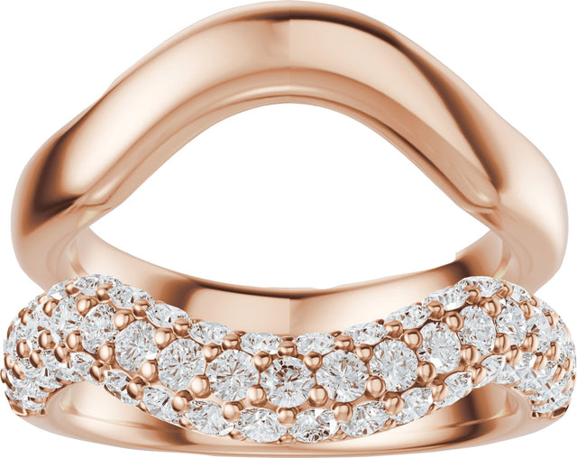 14K Gold Round Lab-Grown Diamond Pave'-Style Accented Ring Guard - 1 CTW - Rose Gold - view 3