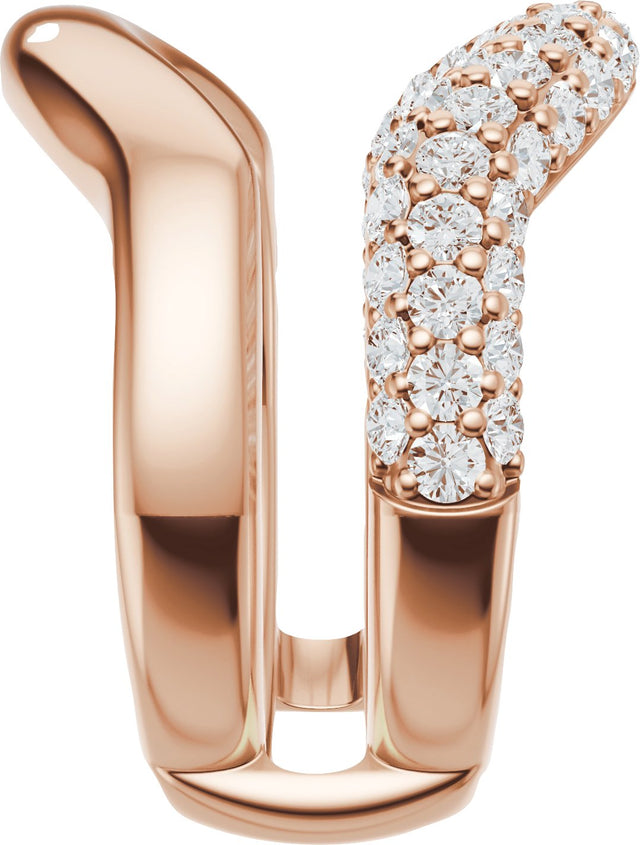 14K Gold Round Lab-Grown Diamond Pave'-Style Accented Ring Guard - 1 CTW - Rose Gold - view 4