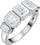 Platinum Emerald Natural Diamond Bezel-Set Anniversary Band - 1 1/3 CTW