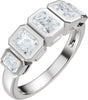 Platinum Emerald Natural Diamond Bezel-Set Anniversary Band - 1 1/3 CTW