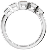 14K Gold Emerald Natural Diamond Bezel-Set Anniversary Band - 1 1/3 CTW - White Gold - view 2