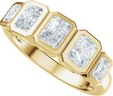 14K Gold Emerald Natural Diamond Bezel-Set Anniversary Band - 1 1/3 CTW - Yellow Gold - view 5