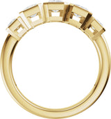 14K Gold Emerald Natural Diamond Bezel-Set Anniversary Band - 1 1/3 CTW - Yellow Gold - view 2