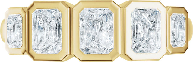 14K Gold Emerald Lab-Grown Diamond Bezel-Set Anniversary Band - 1 1/3 CTW - Yellow Gold - view 3