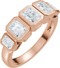 14K Gold Emerald Natural Diamond Bezel-Set Anniversary Band - 1 1/3 CTW - Rose Gold